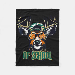 Bucked 100 Days Of School Deer Student Boy Girls 1 Fleece Blanket