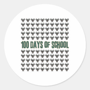 Bucked 100 Days Of School Deer Student Boy Girls Classic Round Sticker