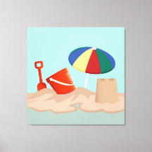 Bucket and Spade Beach Scene Illustration