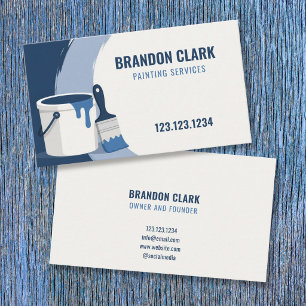 Bucket & Brush Duo with Blue Arc Backdrop Painting Business Card