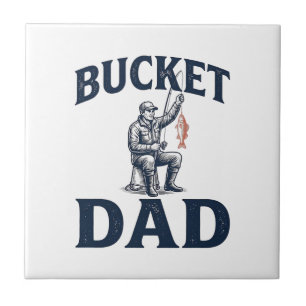 Bucket Dad Fishing Vintage Engraving Design_1 Ceramic Tile