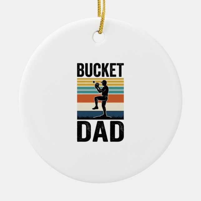 Bucket Dad Retro Baseball Father Vector Design_1 Ceramic Ornament (Front)