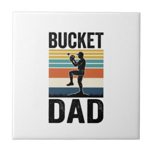 Bucket Dad Retro Baseball Father Vector Design_1 Ceramic Tile
