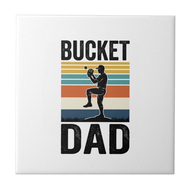 Bucket Dad Retro Baseball Father Vector Design_1 Ceramic Tile (Front)