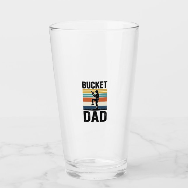 Bucket Dad Retro Baseball Father Vector Design_1 Glass (Front)