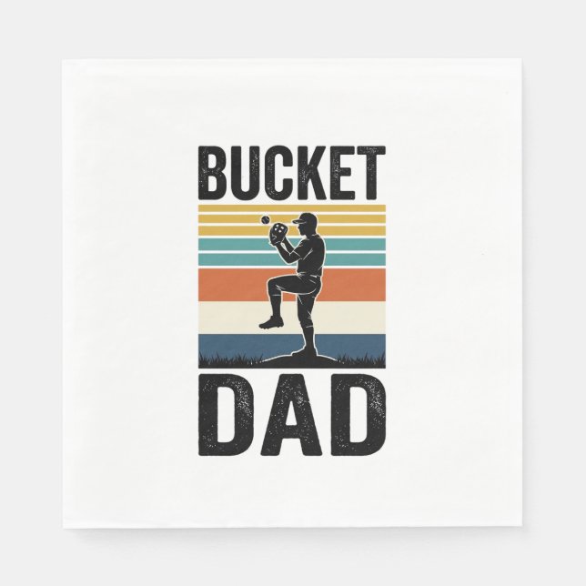Bucket Dad Retro Baseball Father Vector Design_1 Napkin (Front)