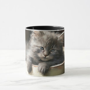 Bucket Full Of Joy Sweet Grey Kitten Mug