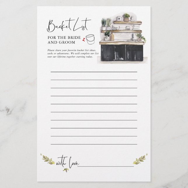 Bucket List | Bridal Shower Game Stationery (Front)