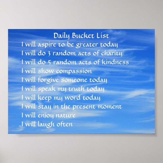 Bucket List Poster (Front)