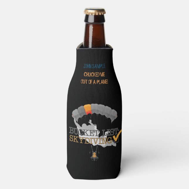 Bucket List: Skydiving (Customisable) Bottle Cooler (Bottle Front)