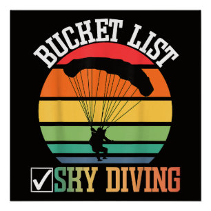 Bucket List Skydiving Funny Skydiver Vintage Poster