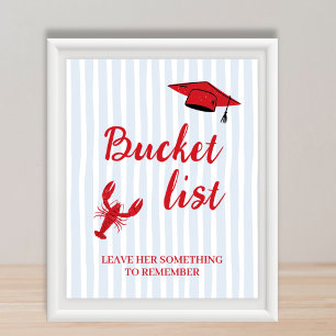 Bucket List Station Crawfish Red & Blue Graduation Poster