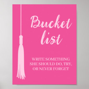Bucket List Station Pink Grad Tassel Graduation Poster