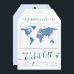 Bucket List Travel Advice Tag Shape Cards Blue<br><div class="desc">Luggage tag shaped bucket list shower game card that creates a creative alternative guest book when friends and family fill them with travel advice and vacation ideas for the destination wedding couple or travel theme reception or bridal shower party. Shown in dusty slate blue and navy, but more colours are...</div>