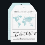 Bucket List Travel Advice Tag Shape Cards Teal<br><div class="desc">Luggage tag shaped bucket list shower game card that creates a creative alternative guest book when friends and family fill them with travel advice and vacation ideas for the destination wedding couple or travel theme reception or bridal shower party. Shown in light teal blue and turquoise but more colours are...</div>