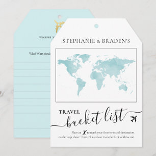 Bucket List Travel Advice Tag Shape Cards Teal