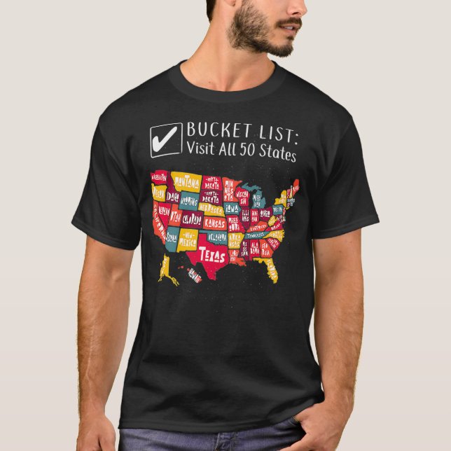 Bucket List Visit All 50 States - Momento For Men  T-Shirt (Front)