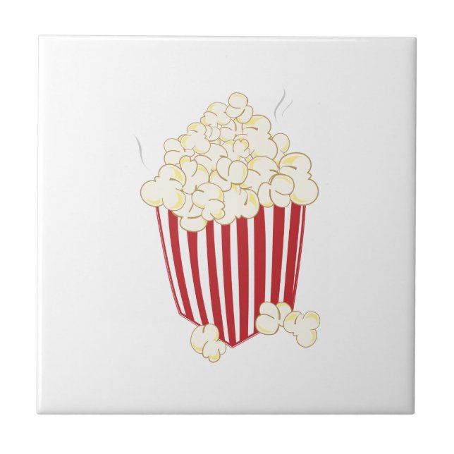 Bucket Of Popcorn Ceramic Tile (Front)