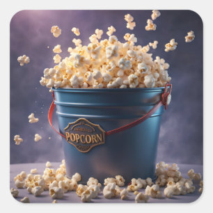 Bucket of Popcorn Square Sticker