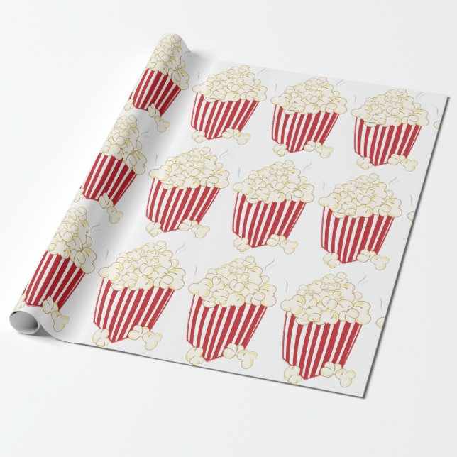 Bucket Of Popcorn Wrapping Paper (Unrolled)