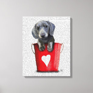 Buckets of Love Dachshund Puppy Canvas Print