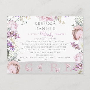 Buckets of Roses Pink Oh Baby Shower By Mail Announcement Postcard