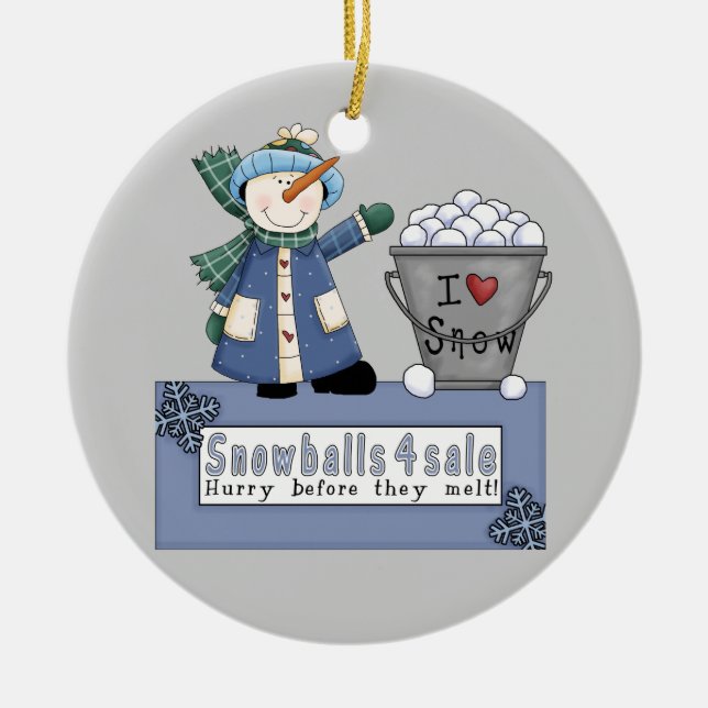 Buckets of Snowballs For Sale Ceramic Ornament (Front)