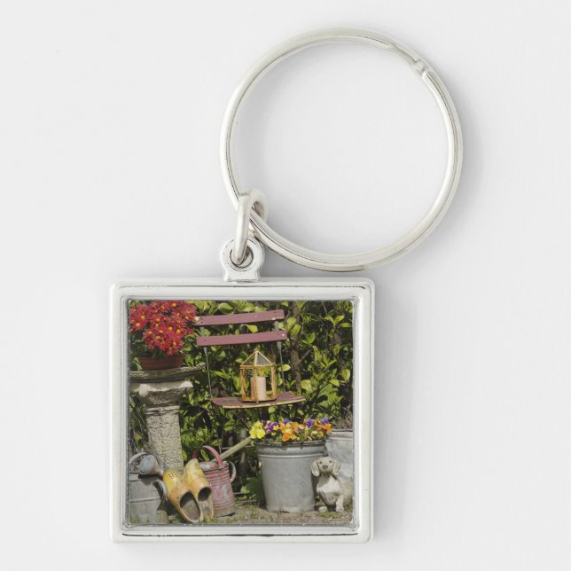 Buckets, shoes, and flowers, Zaanse Schans, Key Ring (Front)