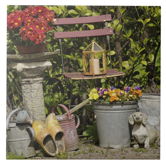 Buckets, shoes, and flowers, Zaanse Schans, Tile (Front)