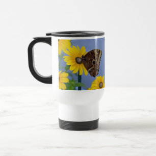 Buckeye Butterfly on Yellow Daisy Travel Mug