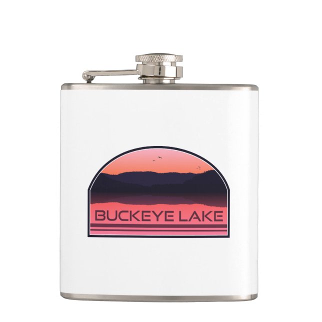 Buckeye Lake Ohio Red Sunrise Hip Flask (Front)