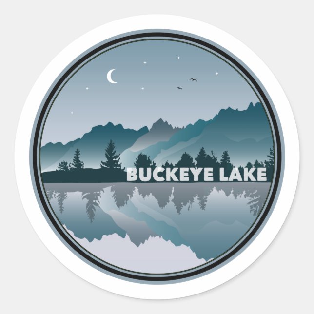 Buckeye Lake Ohio Reflection Classic Round Sticker (Front)
