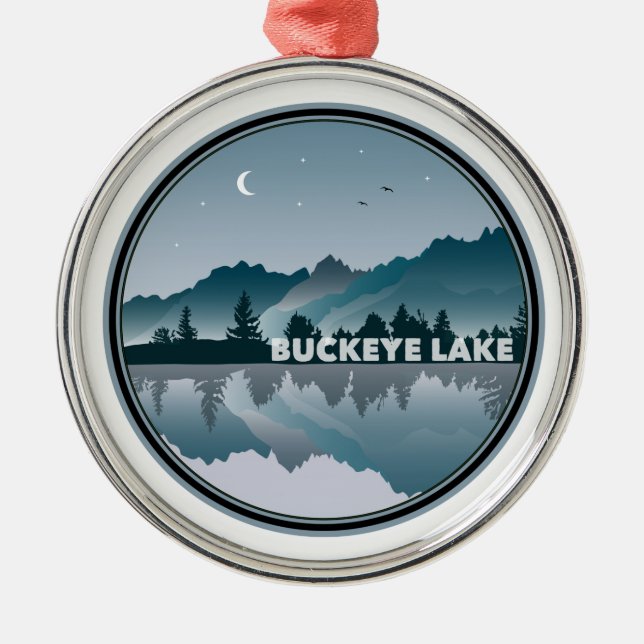 Buckeye Lake Ohio Reflection Metal Ornament (Front)