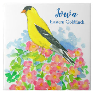 Buckeyes State Bird of Iowa Roses Ceramic Tile