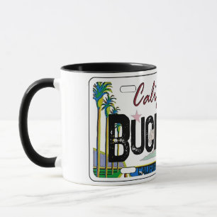Buckhorn California flag license plate mug