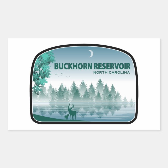Buckhorn Reservoir North Carolina Deer Rectangular Sticker (Front)