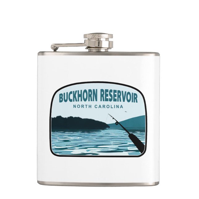 Buckhorn Reservoir North Carolina Fishing Rod Hip Flask (Front)