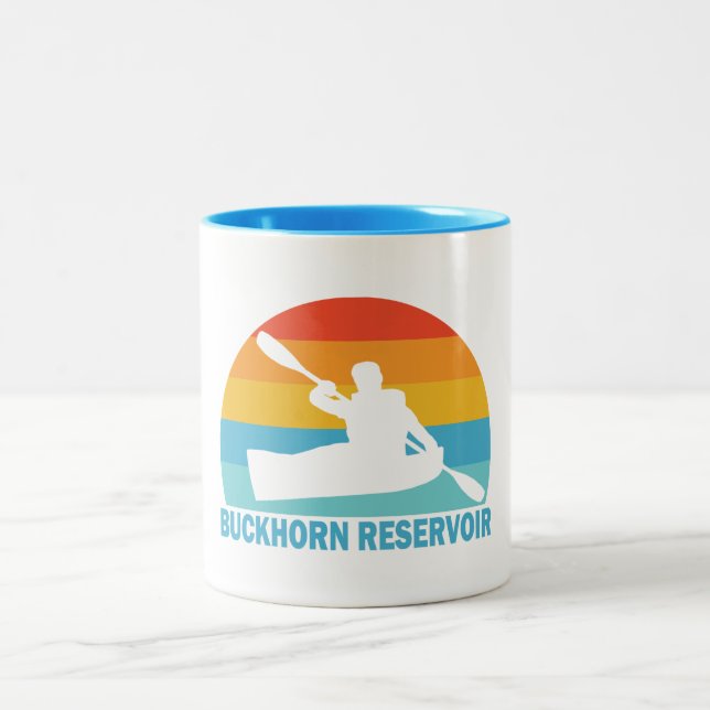 Buckhorn Reservoir North Carolina Kayak Two-Tone Coffee Mug (Center)