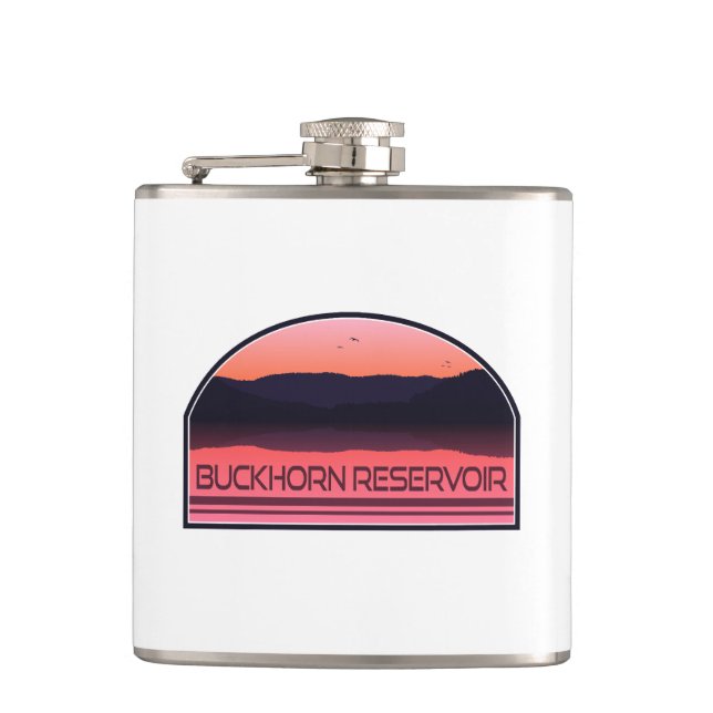 Buckhorn Reservoir North Carolina Red Sunrise Hip Flask (Front)