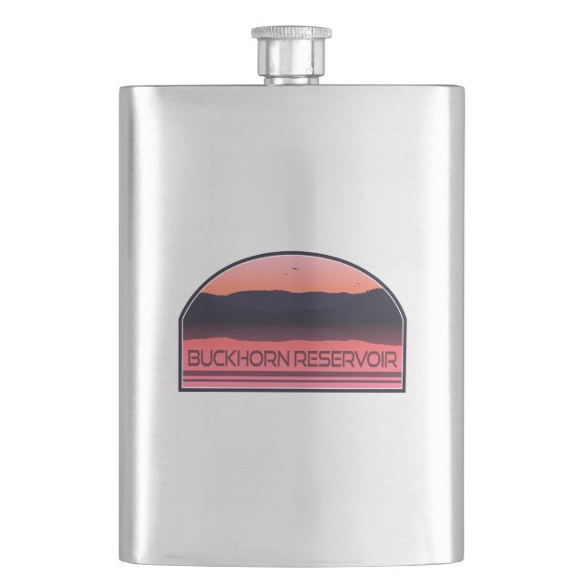 Buckhorn Reservoir North Carolina Red Sunrise Hip Flask (Front)