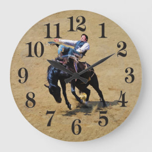 Bucking Bareback Bronco and Rodeo Cowboy Clock