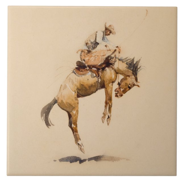 Bucking Bronco by Edward Borein Ceramic Tile (Front)