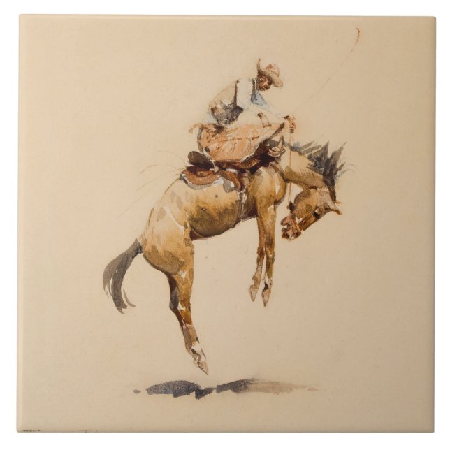 Bucking Bronco by Edward Borein Ceramic Tile (Front)