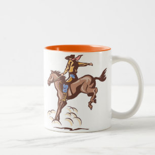 Bucking bronco cowboy coffee mug