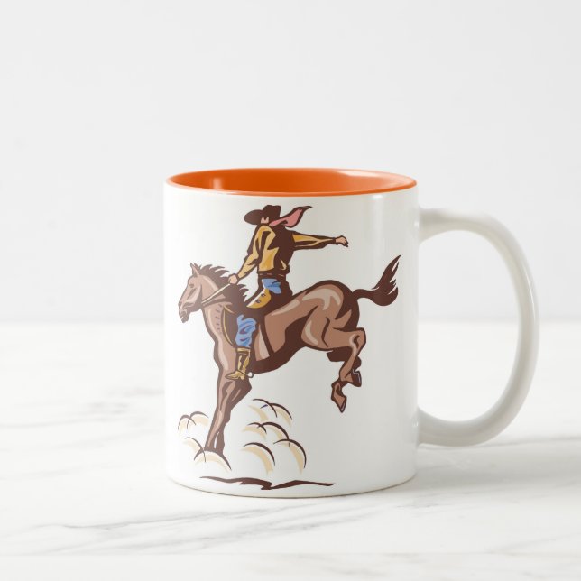 Bucking bronco cowboy coffee mug (Right)