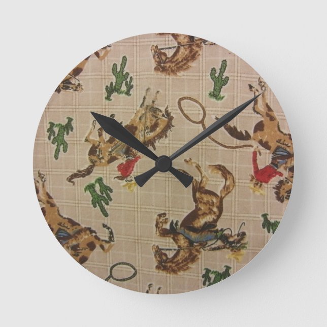 Bucking Bronco Round Clock (Front)