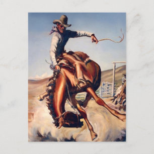 “Bucking Bronco” Western Art by Will James Postcard