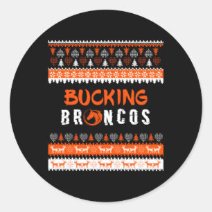 Bucking Broncos Ugly Classic Round Sticker