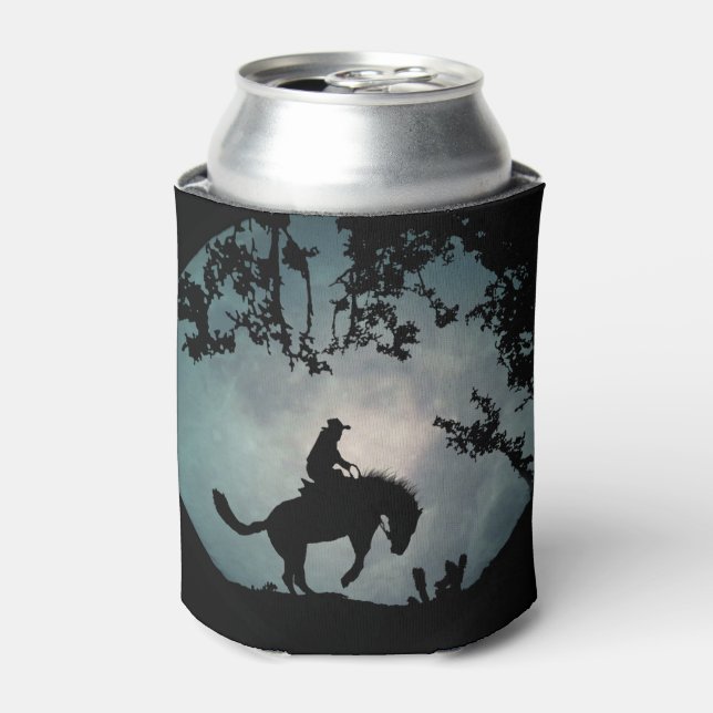 Bucking Horse and Cowboy Can Cooler (Can Front)