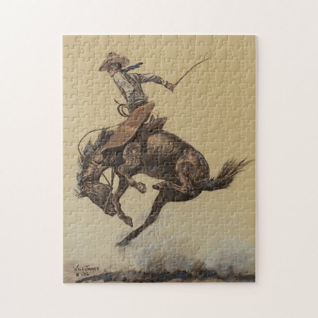 “Bucking Horse” Western Art by Will James Jigsaw Puzzle (Vertical)